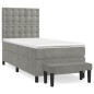 vidaXL Cama box spring con colchón terciopelo gris claro 90x190 cm vidaXL Cama box spring con colchón terciopelo gris claro 90x190 cm