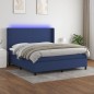 vidaXL Cama box spring colchón y luces LED tela azul 180x200 cm vidaXL Cama box spring colchón y luces LED tela azul 180x200 cm