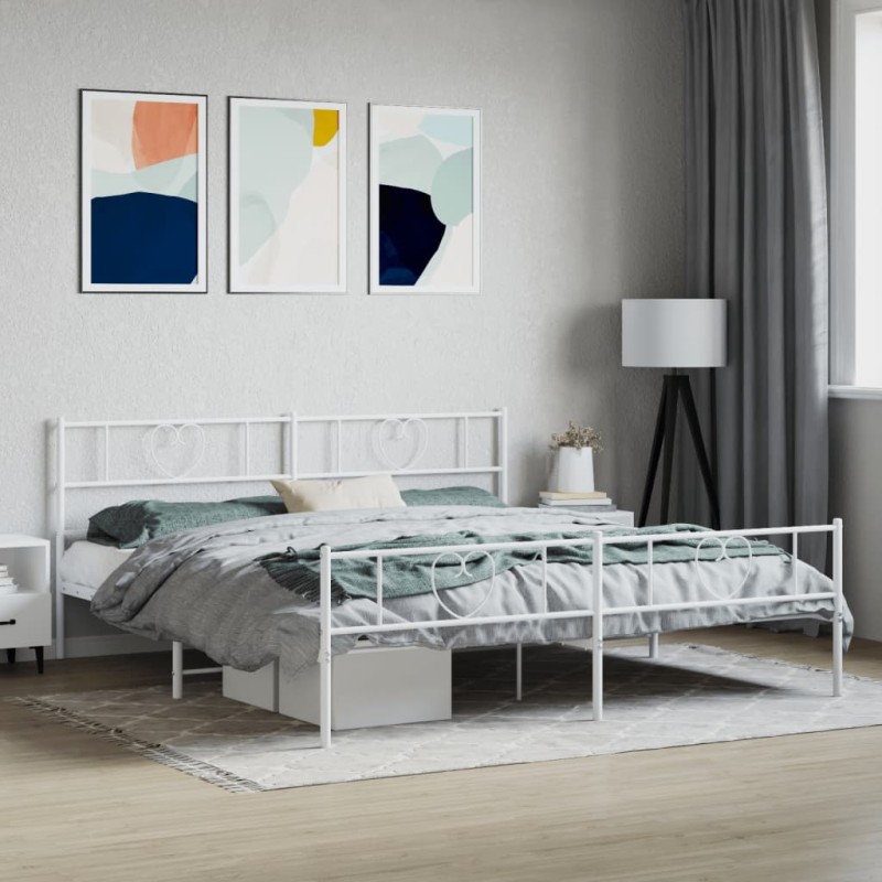 vidaXL Estructura cama metal con cabecero y pie cama blanco 183x213 cm vidaXL Estructura cama metal con cabecero y pie cama blanco 183x213 cm