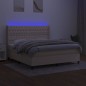 vidaXL Cama box spring colchón y luces LED tela crema 160x200 cm