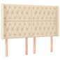 vidaXL Cama box spring colchón y luces LED tela crema 160x200 cm