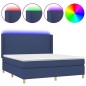 vidaXL Cama box spring colchón y luces LED tela azul 160x200 cm vidaXL Cama box spring colchón y luces LED tela azul 160x200 cm