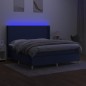 vidaXL Cama box spring colchón y luces LED tela azul 160x200 cm vidaXL Cama box spring colchón y luces LED tela azul 160x200 cm