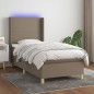 vidaXL Cama box spring colchón y luces LED tela gris taupe 100x200 cm vidaXL Cama box spring colchón y luces LED tela gris taupe 100x200 cm