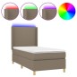 vidaXL Cama box spring colchón y luces LED tela gris taupe 100x200 cm vidaXL Cama box spring colchón y luces LED tela gris taupe 100x200 cm