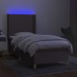 vidaXL Cama box spring colchón y luces LED tela gris taupe 100x200 cm vidaXL Cama box spring colchón y luces LED tela gris taupe 100x200 cm