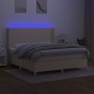 vidaXL Cama box spring colchón y luces LED tela crema 180x200 cm vidaXL Cama box spring colchón y luces LED tela crema 180x200 cm