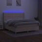 vidaXL Cama box spring colchón y luces LED tela crema 180x200 cm