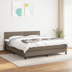 vidaXL Cama box spring con colchón tela gris taupe 180x200 cm