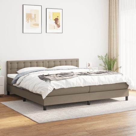 vidaXL Cama box spring con colchón tela gris taupe 200x200 cm