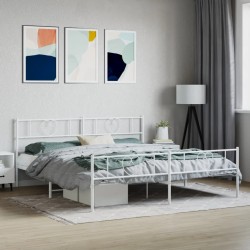 vidaXL Estructura cama metal con cabecero y estribo blanco 200x200 cm