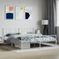 vidaXL Estructura cama metal con cabecero y estribo blanco 200x200 cm vidaXL Estructura cama metal con cabecero y estribo blanco 200x200 cm