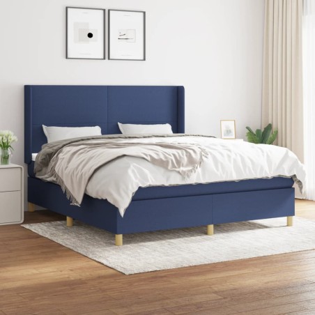vidaXL Cama box spring con colchón tela azul 180x200 cm