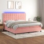 vidaXL Cama box spring colchón y LED terciopelo rosa 200x200 cm vidaXL Cama box spring colchón y LED terciopelo rosa 200x200 cm