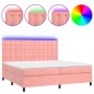 vidaXL Cama box spring colchón y LED terciopelo rosa 200x200 cm vidaXL Cama box spring colchón y LED terciopelo rosa 200x200 cm