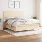 vidaXL Cama box spring con colchón tela color crema 180x200 cm