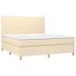 vidaXL Cama box spring con colchón tela color crema 180x200 cm