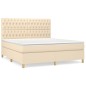 vidaXL Cama box spring con colchón tela color crema 180x200 cm vidaXL Cama box spring con colchón tela color crema 180x200 cm