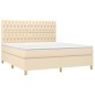 vidaXL Cama box spring con colchón tela color crema 180x200 cm vidaXL Cama box spring con colchón tela color crema 180x200 cm