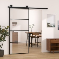 vidaXL Puerta corredera con set herrajes vidrio ESG aluminio 90x205 cm