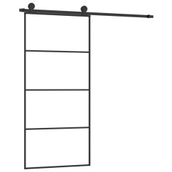 vidaXL Puerta corredera con set herrajes vidrio ESG aluminio 90x205 cm