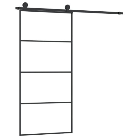 vidaXL Puerta corredera con set herrajes vidrio ESG aluminio 90x205 cm