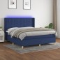 vidaXL Cama box spring colchón y luces LED tela azul 180x200 cm vidaXL Cama box spring colchón y luces LED tela azul 180x200 cm