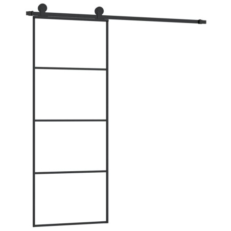 vidaXL Puerta corredera con set herrajes vidrio ESG aluminio 76x205 cm