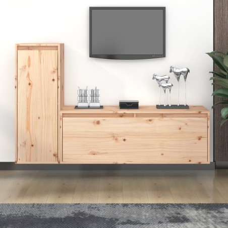 vidaXL Muebles para TV 2 piezas madera maciza de pino