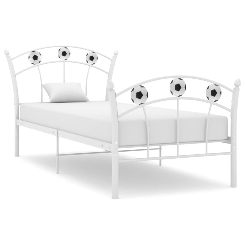 vidaXL Estructura de cama con diseño de fútbol metal blanco 90x200 cm vidaXL Estructura de cama con diseño de fútbol metal blanco 90x200 cm