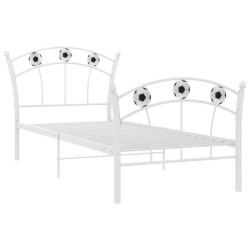 vidaXL Estructura de cama con diseño de fútbol metal blanco 90x200 cm