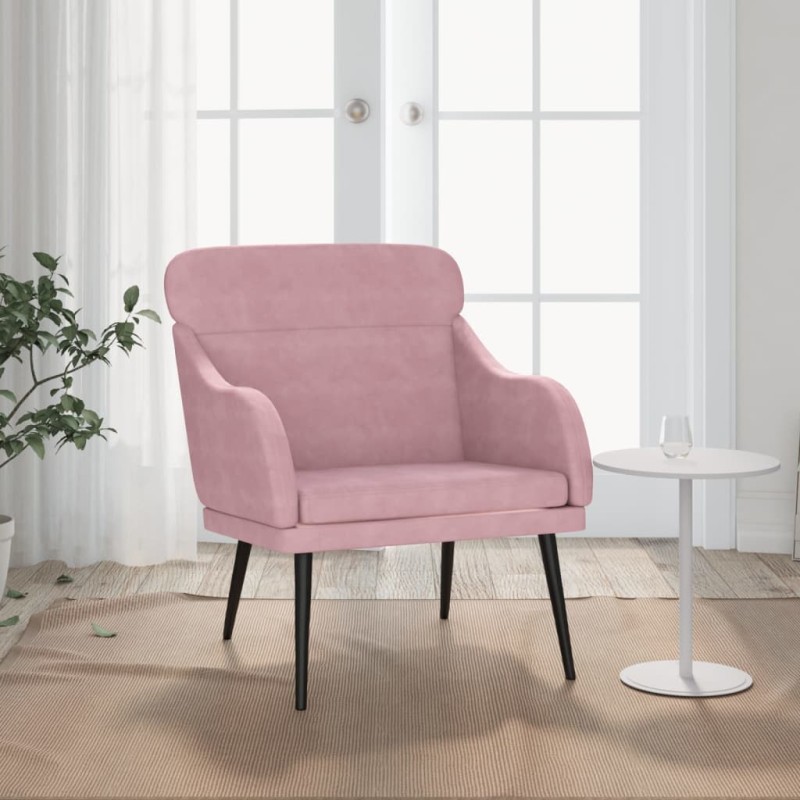 vidaXL Sillón de terciopelo rosa 63x76x80 cm vidaXL Sillón de terciopelo rosa 63x76x80 cm