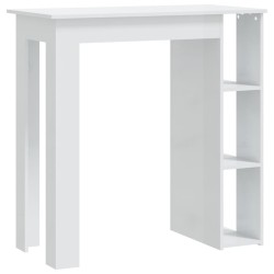 vidaXL Mesa bar con estante contrachapada blanco brillo 102x50x103,5cm
