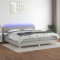 vidaXL Cama box spring con colchón tela y LED gris claro 200x200 cm vidaXL Cama box spring con colchón tela y LED gris claro 200x200 cm