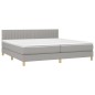 vidaXL Cama box spring con colchón tela y LED gris claro 200x200 cm vidaXL Cama box spring con colchón tela y LED gris claro 200x200 cm