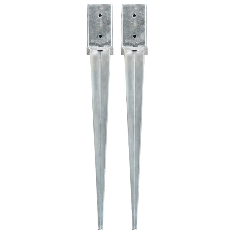 vidaXL Picas de tierra 2 uds acero galvanizado plateado 8x8x76 cm vidaXL Picas de tierra 2 uds acero galvanizado plateado 8x8x76 cm