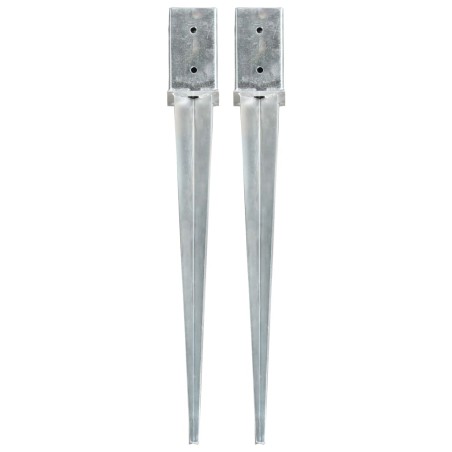 vidaXL Picas de tierra 2 uds acero galvanizado plateado 8x8x76 cm