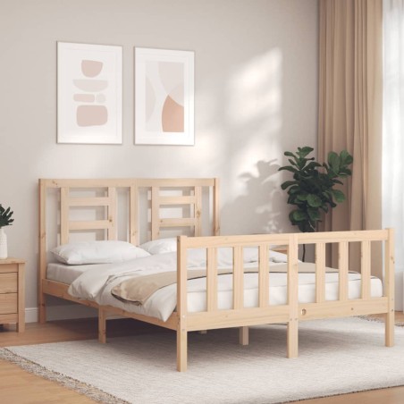 vidaXL Estructura de cama con cabecero madera maciza 120x200 cm