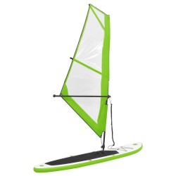 vidaXL Tabla de paddle surf inflable con vela verde y blanca