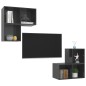 vidaXL Muebles de salón 4 piezas madera de ingeniería gris con brillo vidaXL Muebles de salón 4 piezas madera de ingeniería gris con brillo