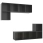 vidaXL Muebles de salón 4 piezas madera de ingeniería gris brillo vidaXL Muebles de salón 4 piezas madera de ingeniería gris brillo