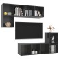 vidaXL Muebles de salón 4 piezas madera de ingeniería gris brillo vidaXL Muebles de salón 4 piezas madera de ingeniería gris brillo