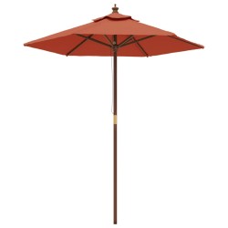 vidaXL Sombrilla de jardín con poste de madera terracota 196x231 cm