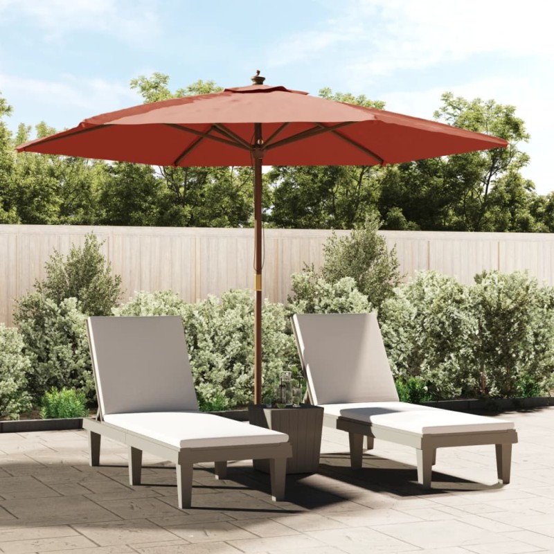 vidaXL Sombrilla de jardín con poste de madera terracota 299x240 cm vidaXL Sombrilla de jardín con poste de madera terracota 299x240 cm