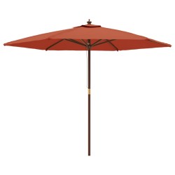 vidaXL Sombrilla de jardín con poste de madera terracota 299x240 cm
