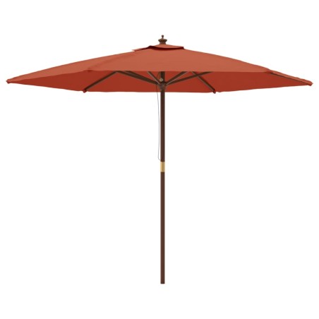 vidaXL Sombrilla de jardín con poste de madera terracota 299x240 cm