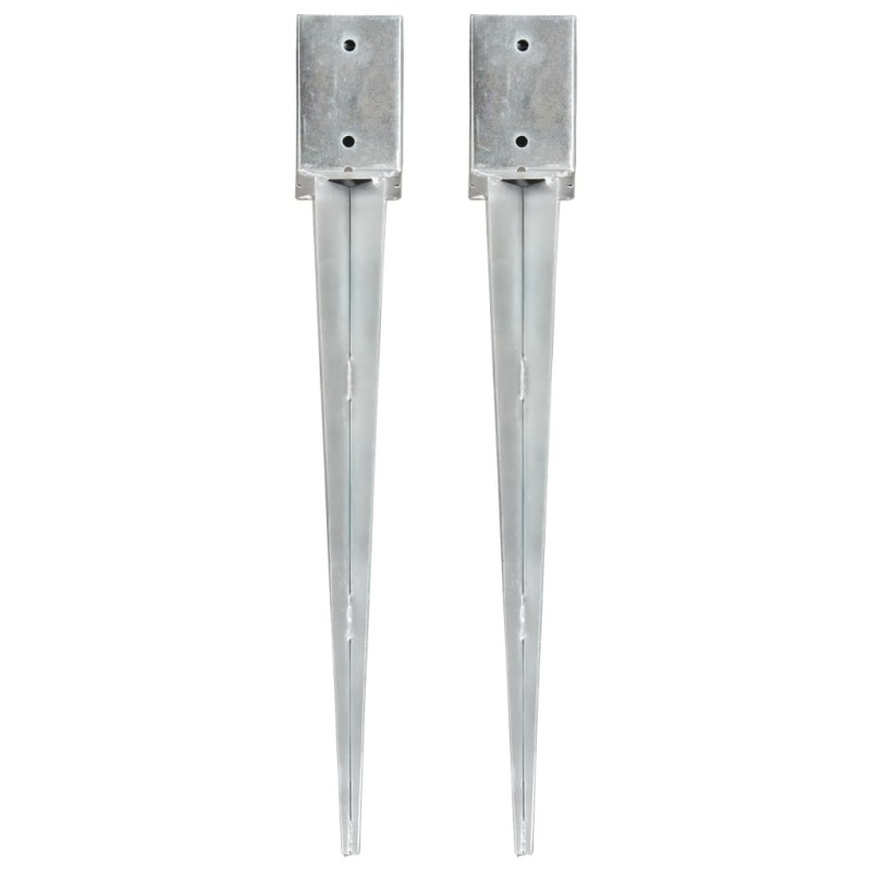 vidaXL Picas de tierra 2 unidades acero galvanizado plateado 9x9x75 cm vidaXL Picas de tierra 2 unidades acero galvanizado plateado 9x9x75 cm