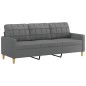 vidaXL Sofá de 3 plazas con cojines tela gris oscuro 180 cm vidaXL Sofá de 3 plazas con cojines tela gris oscuro 180 cm