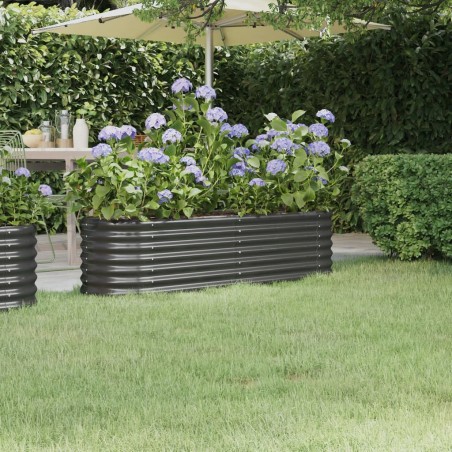 vidaXL Jardinera arriate acero recubierto polvo antracita 152x40x36 cm