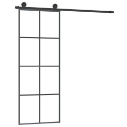 vidaXL Puerta corredera con set herrajes vidrio ESG aluminio 76x205 cm